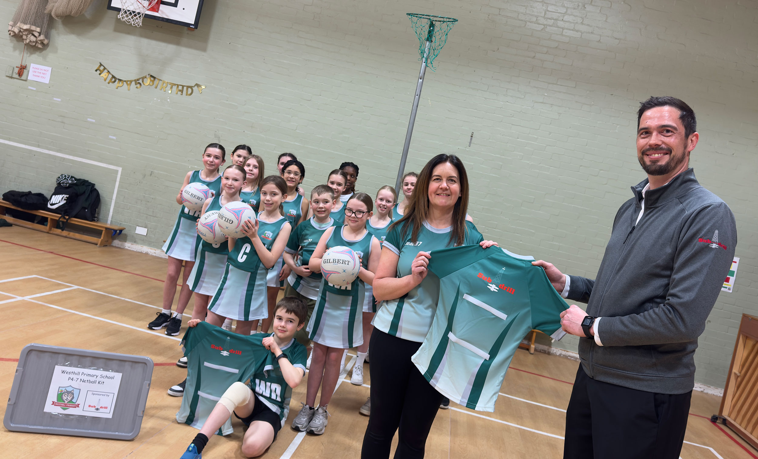 Sub-drill Sponsors Westhill Primary School P7 Netball Team with New Kits for 2025