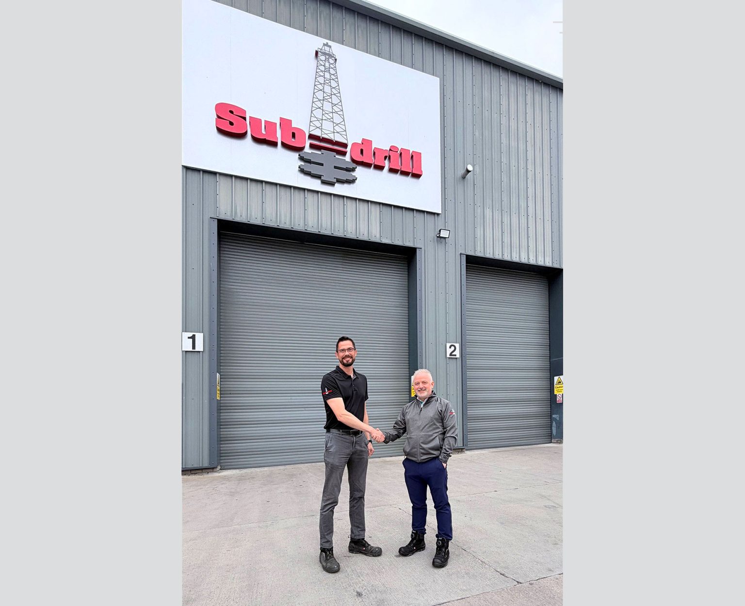 Stuart with Mark outside the new Sub-drill service facility